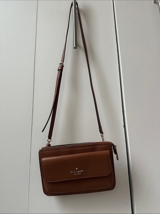 kate spade Handbags - Kate Spade Brown Pebbled Leather Crossbody with Front Flap Pocket